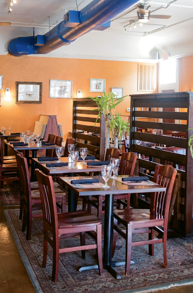 The casual dining room at Goulette