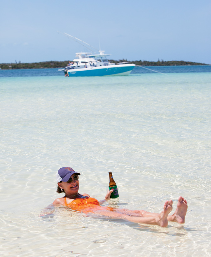 Kicking back with a cold one at Tahiti Beach