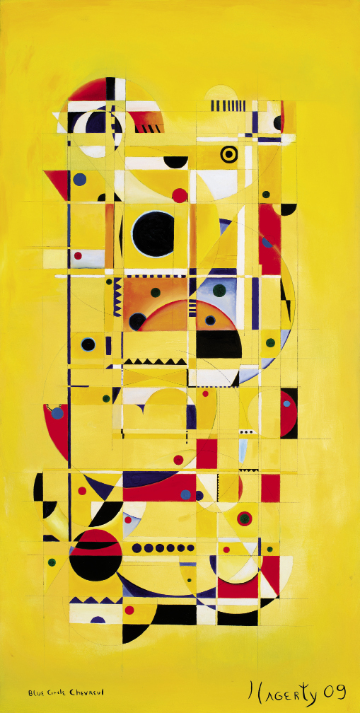 Blue Circle Chevreul (2009, oil on canvas, 48 x 24 inches)