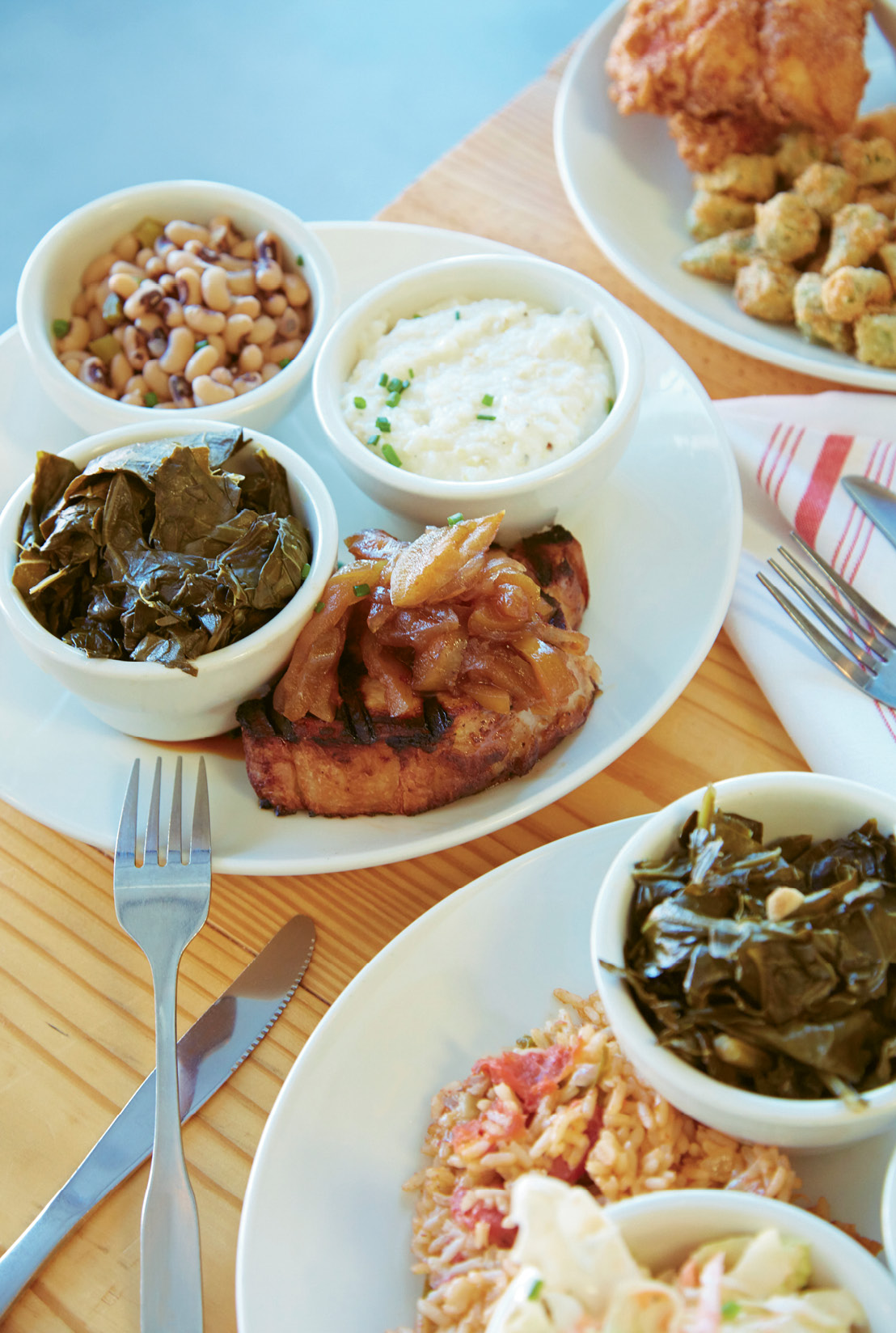 Good Eats: The home-cooked, locally sourced fare at Magpie’s Meat &amp; Three (left and below middle) compensated—and then some—for any calories burned on trails. As a college town and home to a summer music festival, Brevard’s dining scene offers numerous delicious options.