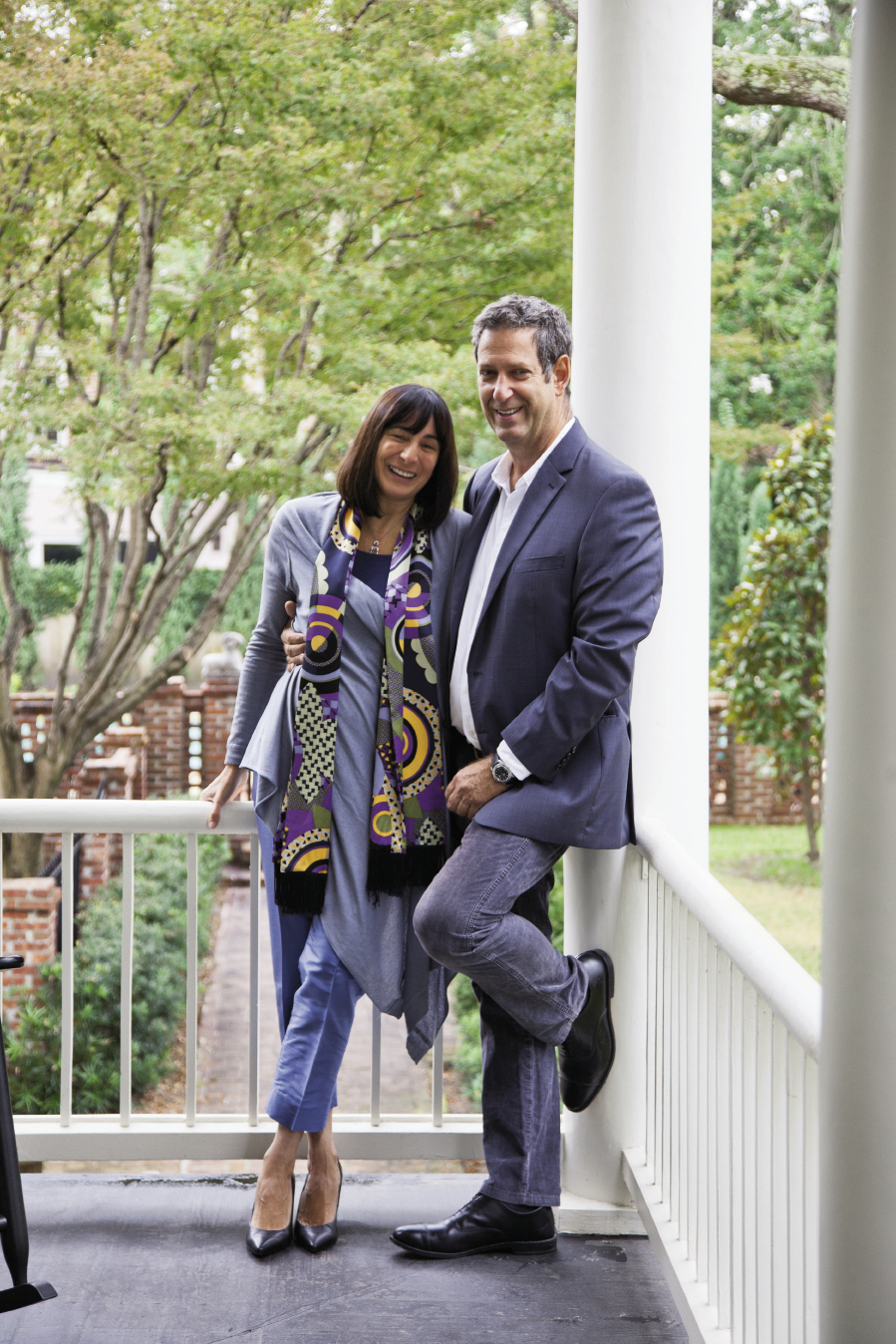 cultural exchange Donatella Cappelletti and Giulio della Porta on the piazza of their newly renovated 19th-century single house