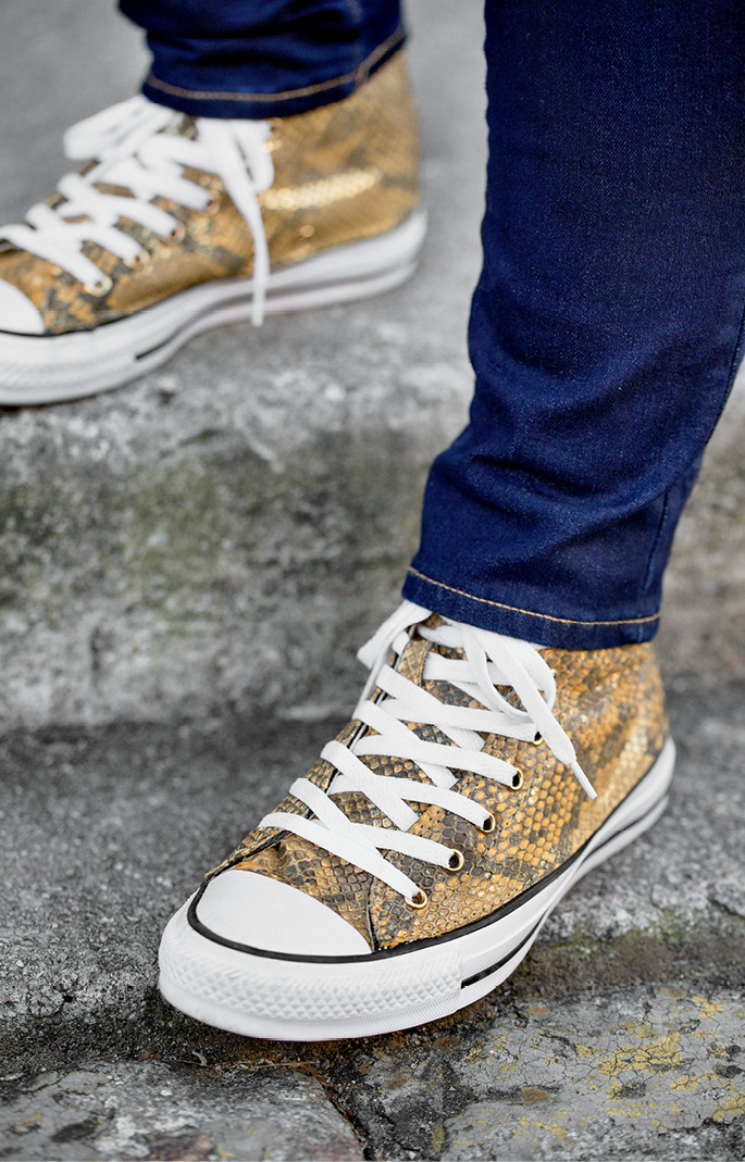 Snaked-out Chuck Taylors.