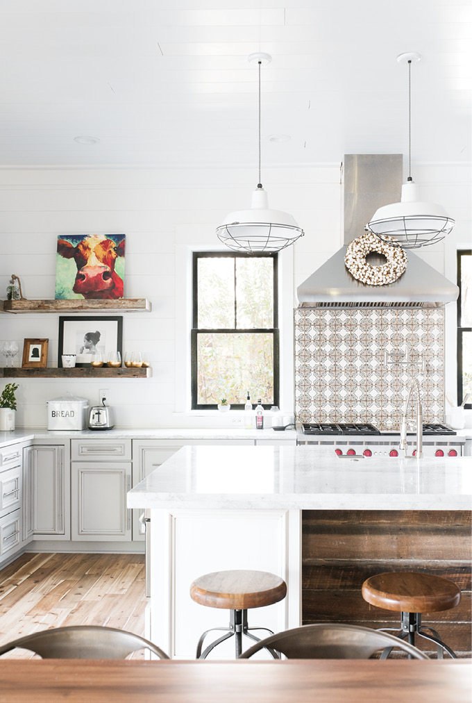 Smart Buys: The kitchen is home to some of Melissa’s favorite bargain finds, such as the vintage-looking tile from Overstock.com.