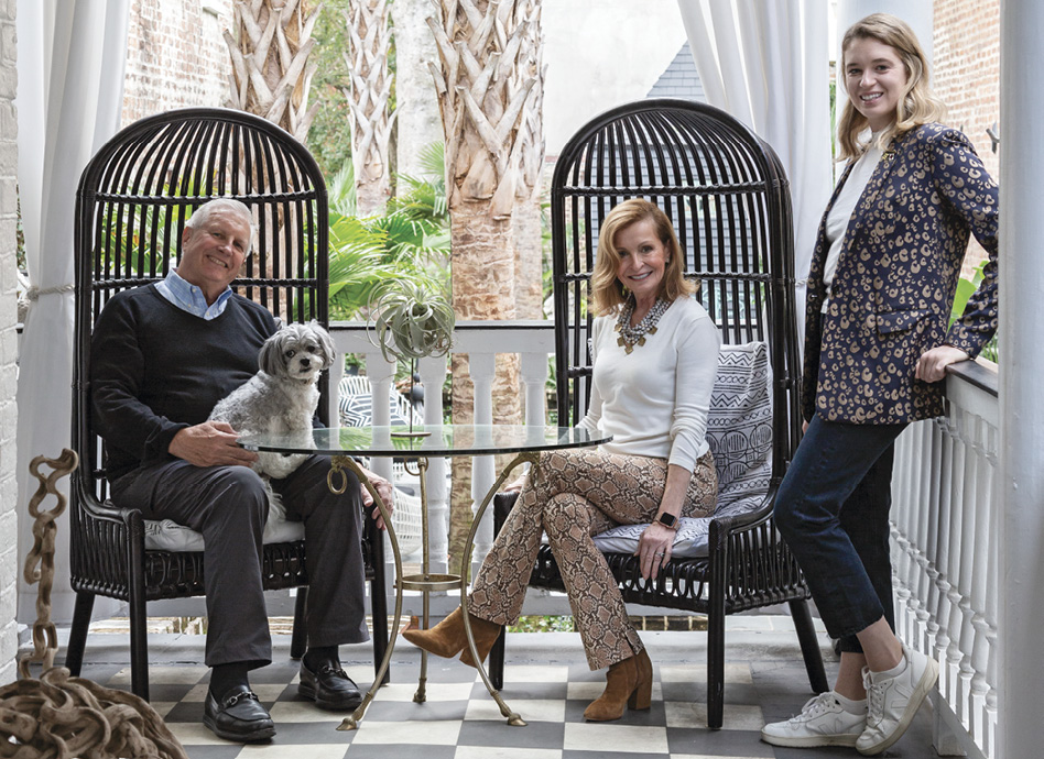 Betsy Finley (center) with husband, Bruce; dog, Milo; and daughter, Daisy