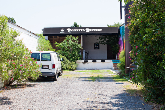The loading dock and front entrance to Palmetto