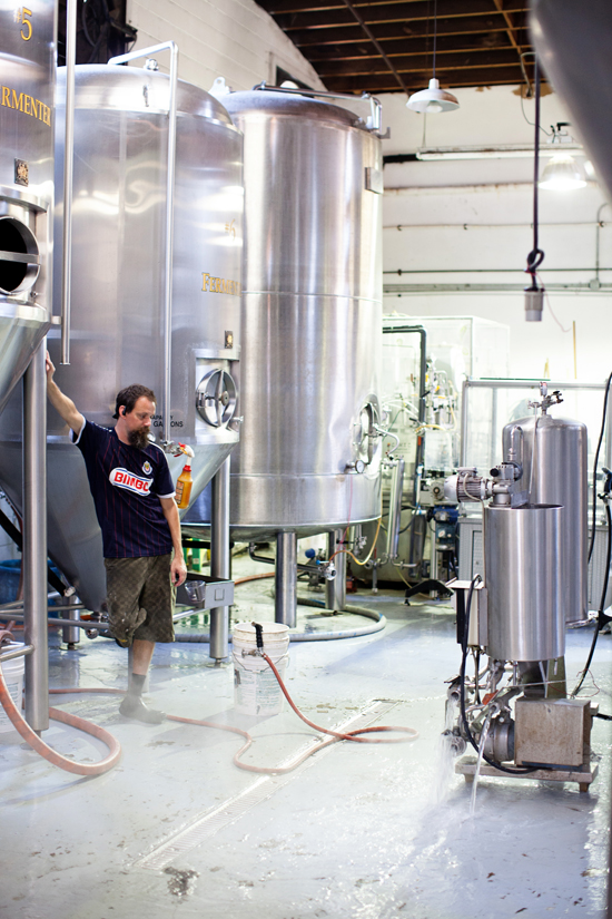 Clint Vick doing the Lord&#039;s Work: cleaning the Brew Kettle