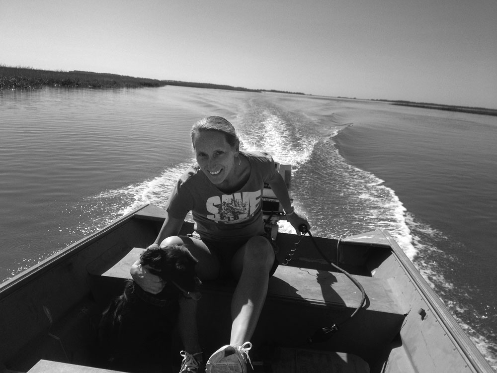 Stone and her current Boykin, McCale, speeding through the ACE Basin, near Edisto Island last year