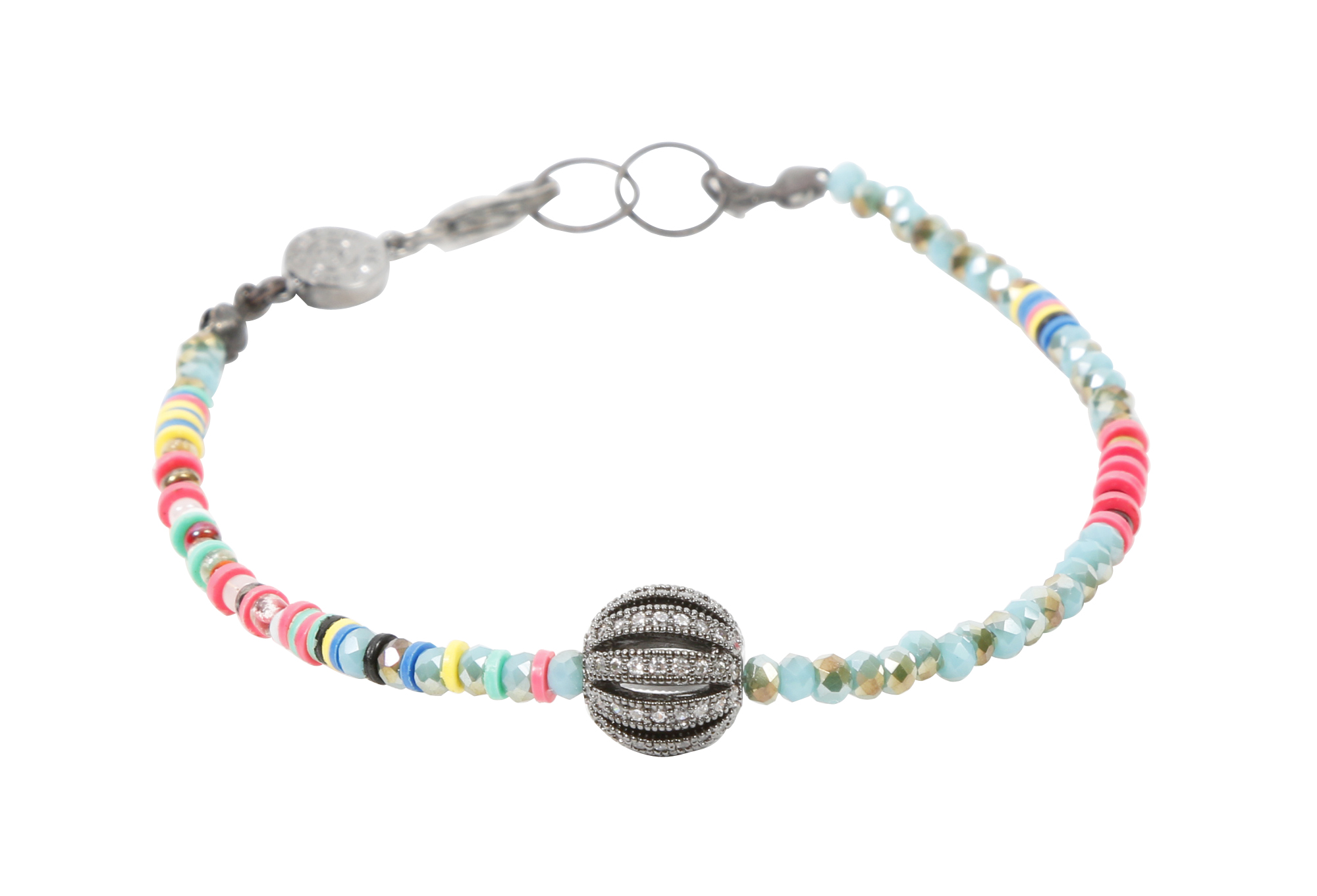 Gold and Stella expandable metal turquoise beaded bracelet