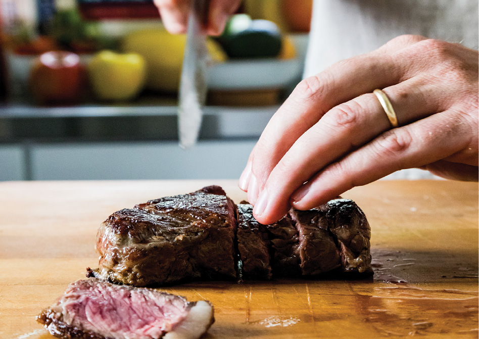 Grass-fed bison strip steaks can be purchased at WholeFoods Market.