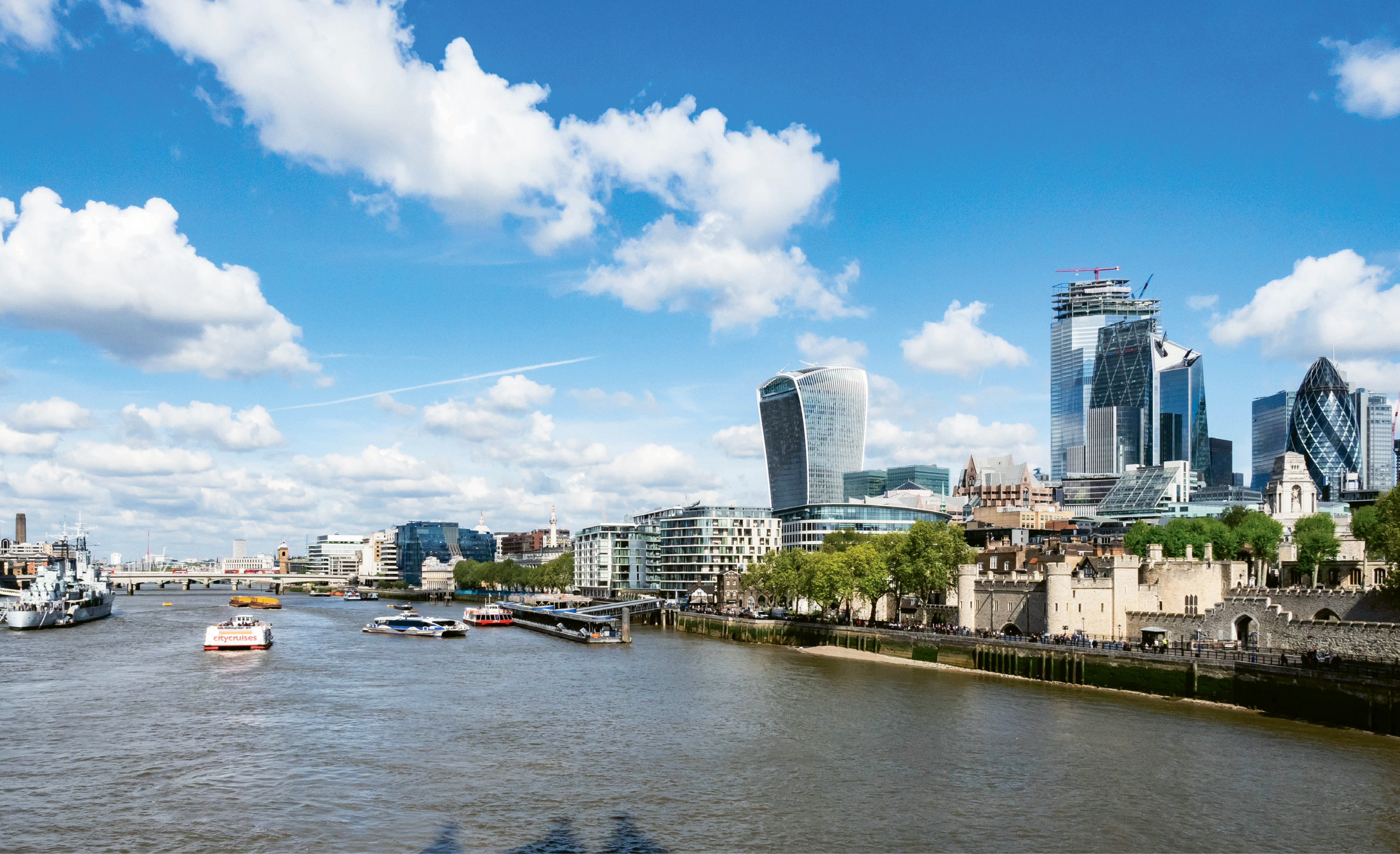 Sunshine on the River Thames, as seen from London’s Tower Bridge