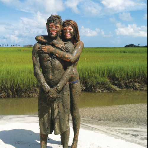 Having a “Chucktown bath” with Becky on the Folly River