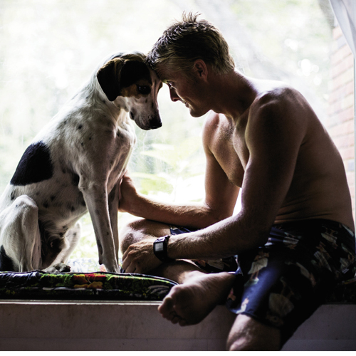 At home with dog Hanai