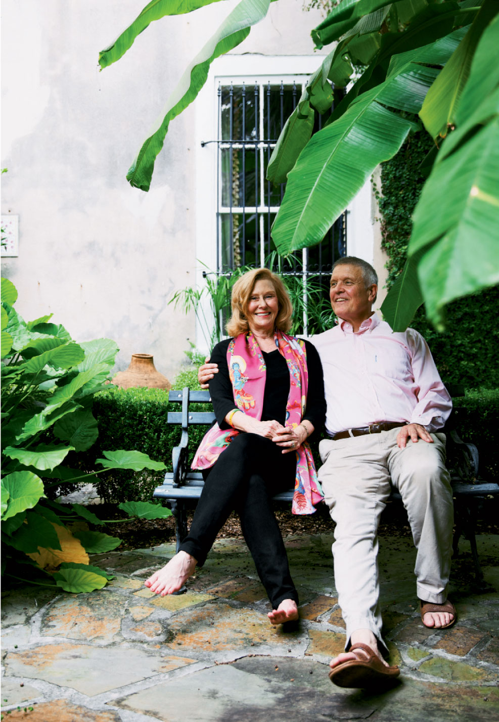 The artist with wife and poet Barbara in the courtyard of their downtown home