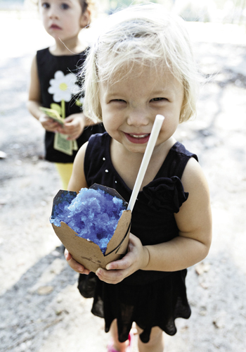 one happy camper takes her Snoball to go.