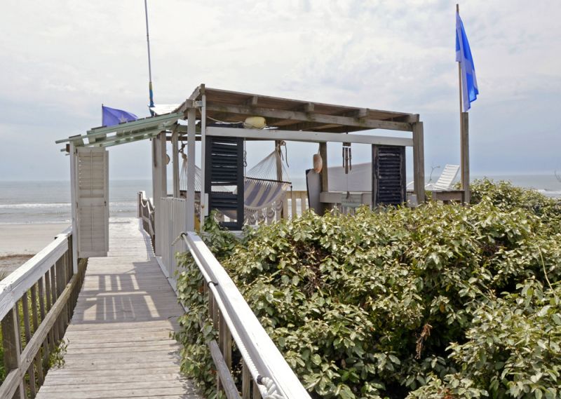 Cool spot—the rustic boardwalk heading towards the Atlantic